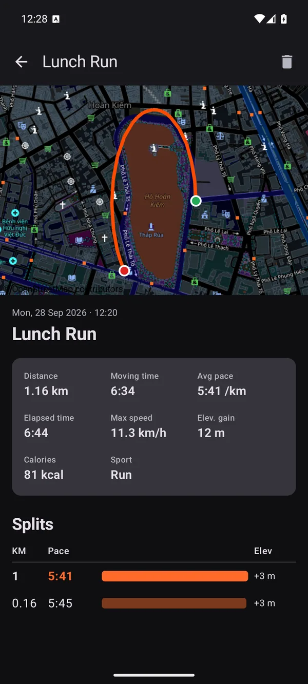 Android activity detail in dark mode