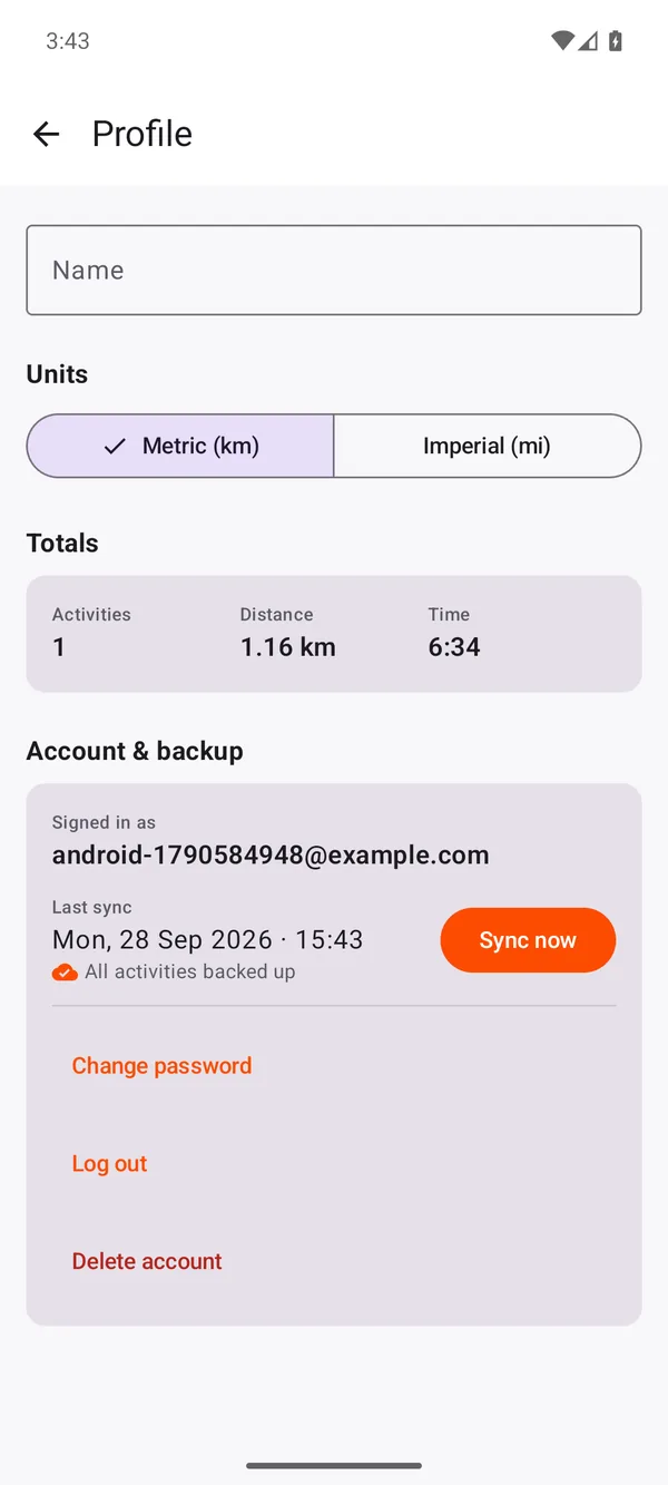 Android account and backup, signed in